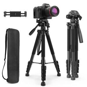 Aureday 74 u2019 u2019 여행 가방 포함 카메라 삼각대, 무선 리모컨 및 휴대폰 홀더 DSLR 카메라, 휴대폰, 프로젝터, 웹캠, 스포팅 스코프(블랙)와 호환됩니다