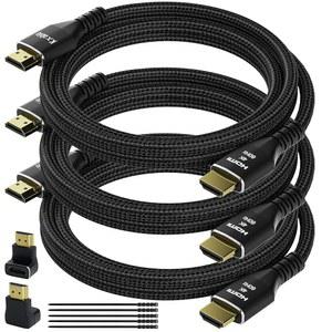 4K HDMI 케이블 4피트(3팩), 울트라 HD 2.0 케이블, 나일론 브레이드 및 금도금 커넥터, @ 60Hz, 2K,1080P, HDCP 2.2, ARC, 노트북, 모니터, HDTV, PS5, Xbox One 등용 벌크
