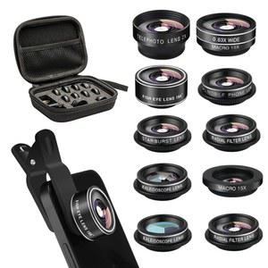 휴대폰 카메라 렌즈 키트, 11 IN 1 슈퍼 와이드 앵글+ 매크로+ 어안 + 텔레포토+ CPL+3 /6 칼레이도스코프+ 스타버스트 /라디얼 /소프트 /플로우 필터 렌즈, 아이폰 호환 X /8 /7 /6S /6 PLUS, 삼성제품