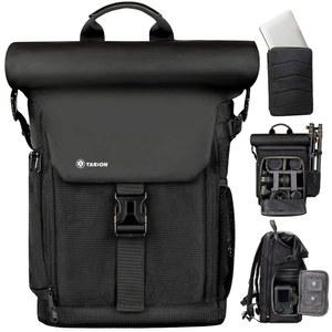 탈착식 16인치 노트북 슬리브 캔버스 카메라 백팩 사진 촬영 DSLR SLR 미러리스 비디오 캠코더 방수 레인커버 블랙 롤탑 포함