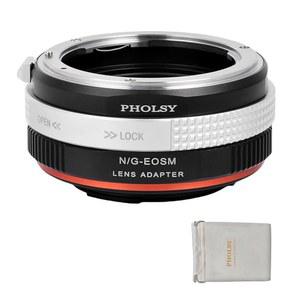 조리개 제어 링이 있는 PHOLSY 렌즈 마운트 어댑터 니콘 호환 G F AI AIS D AFS 렌즈에서 캐논 EOS M (EOS M) 카메라 M, M2, M3, M5, M6, M10, M50, M100, M200, M50 II, M6 NIKON에서 EOSM까지 호환됩니다