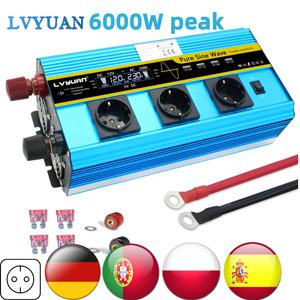 호환 자동차 인버터 DC 12V/24V AC 220V 공급 전압 충전기 변환기 광 피크 전력 6000W EU/범용 소켓