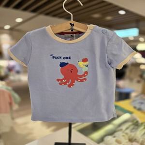 [블루독베이비] 25/SS(블루)문어 과일 반팔티셔츠(4531433209)/백일 돌 선물 나들이 여름 유아 조카 신생아