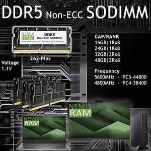 [정품] NEMIX RAM 64GB(2X32GB) DDR5 5600MHz PC5-44800 2Rx8 1.1V CL46 262핀 Non-ECC SODIMM 노트북 PC