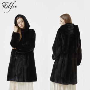 [진도 Elfee]블랙 밍크 휘메일 후드 코트(E7W3EC08)