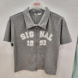 소이 HC22 3부 카라 집업 가디건 여아 여름용 그레이 레이온 스판 집업 가디건 25M115