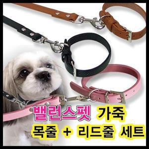 [XBKHLL9P_48]밸런스펫 가죽목줄리드줄세트 옵션 1 강아지