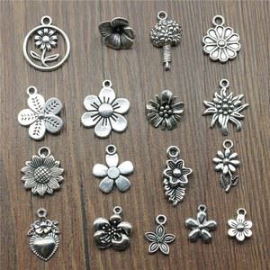 20 개 / 몫 꽃 매력 골동품 실버 컬러 해바라기 보석 DIY 팔찌 만들기
