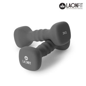 라온핏 스퀘어 아령 3kg 2개입 세트 스톤그레이