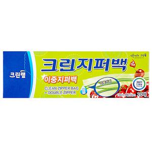 크린랩 크린 이중지퍼백 소(18cmX20cm) 20매 지퍼봉투 일회용봉투 알뜰 크린지퍼백 밀폐 주방용품