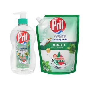 프릴 주방세제 베이킹소다 그린허브 700ml + 리필 1000ml + 200ml