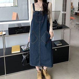 멜빵 원피스 뒷트임 포켓 포인트 민소매 캐주얼룩