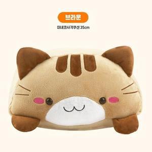 [XB67867N]미네코 사각쿠션 중 35cm 브라운 캐릭터 등쿠션