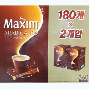 맥심 아라비카100 원두 사무실 커피믹스 180개2개입