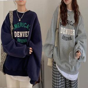 여성 겨울 데일리 포근한 기모 맨투맨 티셔츠 오버핏