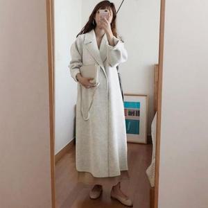[오노마] ONM 롱 3색 깔끔 더블카라 겨울 여성 모직 허리벨트 코트