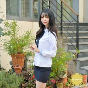 밝은블루) [빅사이즈]여성셔츠(둥근카라