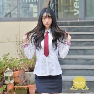 셔츠 여성 프리미엄 스판 (빨강체크) 각카라