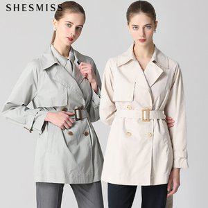 [쉬즈미스(SHESMISS)] 코튼 블렌드 베이직 하프 트렌치 코트 (택가격 398000원)