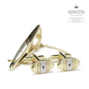 KINGTIS 심플한 디자인 넥타이핀커프스버튼 세트
