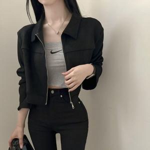 고퀄리티 스웨이드 데일리 크롭 집업 클래식 자켓 여