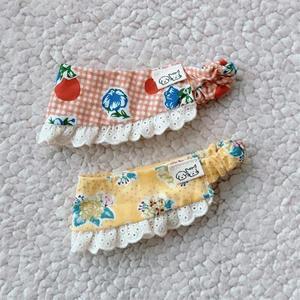 고양이옷 레트로 냥카프 고무줄 강아지 고양이 스카프 자몽컬러