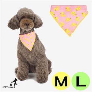 M-L 애견 큐트덕 머플러 핑크 심플 패턴 패리스독 강아지스카프