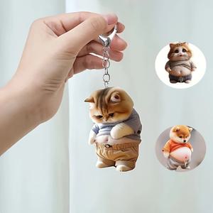 쓸데없는선물 킹받는 신박한 선물 뚱땡이 고양이 강아지 아크릴 병맛 웃긴 키링 열쇠고리 에어팟키링