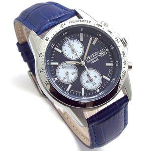 SEIKO 크로노그래프 손목시계 천연가죽 벨트세트 국내 세이코 정규 유통품 네이비 블루벨트 SND365P1-BL