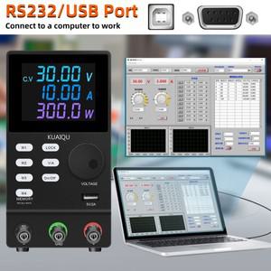 전원공급장치 KUAIQU Usb RS232 전원 공급 장치 실험실 프로그래밍 가능 30V 10A 200V 300V 메모리 기능 그