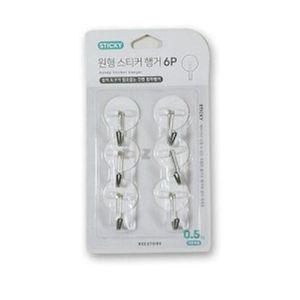 원형 스티커 행거 6P 옷걸이 수건걸이 고리 도어훅