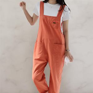 여자 포켓 배기핏 멜빵 여름 컬러웨이 점프수트