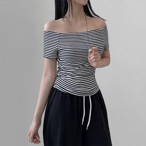 디아 단가라 코튼 오프숄더 슬림 티셔츠
