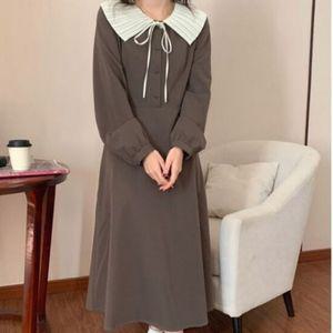 원피스 플리츠카라 롱원피스 스트링리본 체형보완 깔
