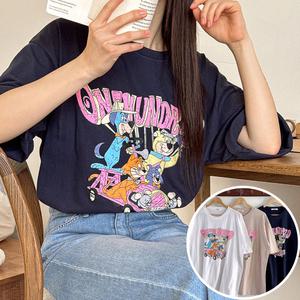 애니멀즈 박스 여성 오버핏 반팔 티셔츠 (3컬러) 박스티 빅사이즈