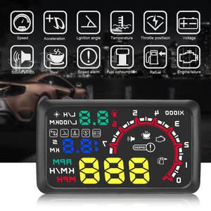 헤드업디스플레이 HUD W02 헤드 업 디스플레이 obd hud 컴퓨터 스마트 속도계 차량용 전압 연료 유리 프로
