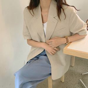 [무드무드] 페이시 린넨 반팔 자켓