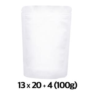 블레스팩 무광 화이트 스탠드 지퍼백 원두 커피 봉투 100g 50매 기본형