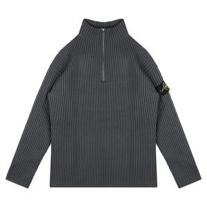 [스톤아일랜드]23FW 7915516C2 V0062 와펜 패치 하프 집업 니트 그레이