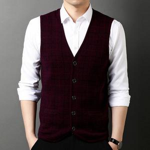 남성조끼 남자 조끼 중년 남성 베스트 사무실 니트 가을 체크 겨울
