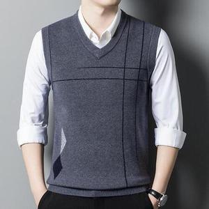 남자조끼 가을 울 베스트 봄 이너 니트조끼 브이넥 스트라이프 남성 S3M2