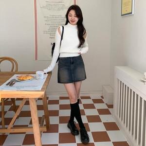옷자락 여자 겨울 데이트룩 데님 미니스커트