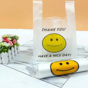스마일 반투명 손잡이 포장 비닐 봉투 봉지 100매 20x28.5cm 선물 배달 쿠키 빵 포장용 봉투
