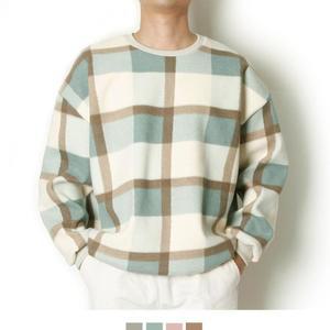 [OFM711PQ]울모직 체크맨투맨 오버핏 국내생산