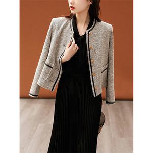 EAMT 여자재킷 트위드 봄가을 가벼운 럭셔리 코트 숏울 상의 YONG3