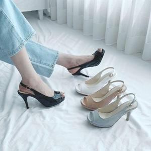 [RG26O5Q6]여성 에나멜 토오픈힐 슬링백힐 여름 샌들힐