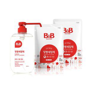비앤비 젖병 세정제 [ 액상 용기 1개 + 리필 2팩 ] 용기 600ML 리필 500ML