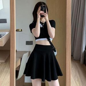 [XBH1KK65]여성 원컬러 블랙 미니 숏 치마바지 스커트