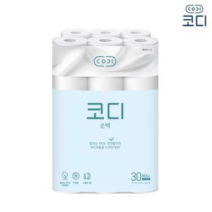 코디 순백 천연펄프 3겹 두루마리 화장지 30M 30롤 부품 소모품 자재 파츠