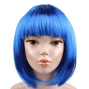 단발 머리 가발 블루/행사용가발/금색가발/보라색가발/파란가발/긴생머리가발/금발가발/핑크가발/여장가발